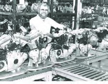 Willie G. with the final ‘Ironhead’ Sportster engines to leave the assembly line