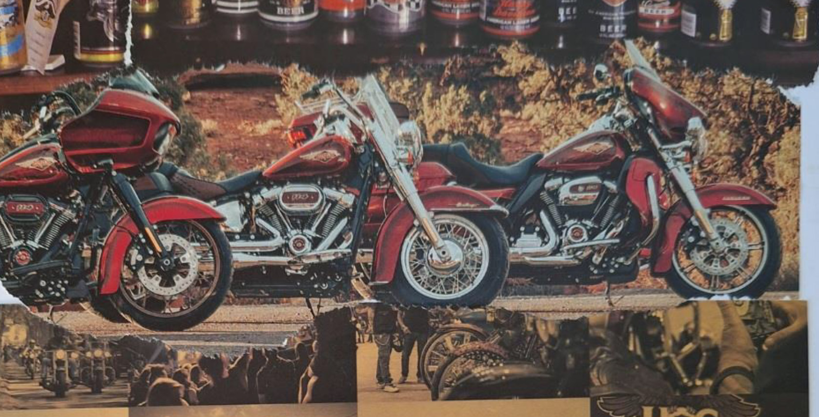 Da pezzi di strada a pezzi di carta: collage artistici ispirati ad Harley-Davidson