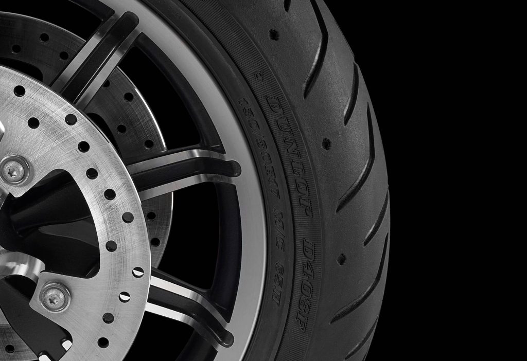 Dunlop multi-tread tires on a motorcylce